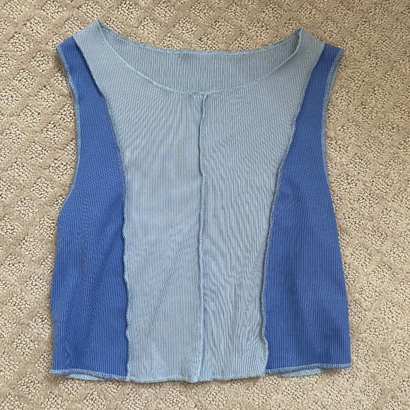 S Blue / Purple Crop Top With Exposed Seam - Picture 1 of 3